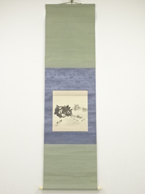 JAPANESE HANGING SCROLL / HAND PAINTED / SCENERY (1918)